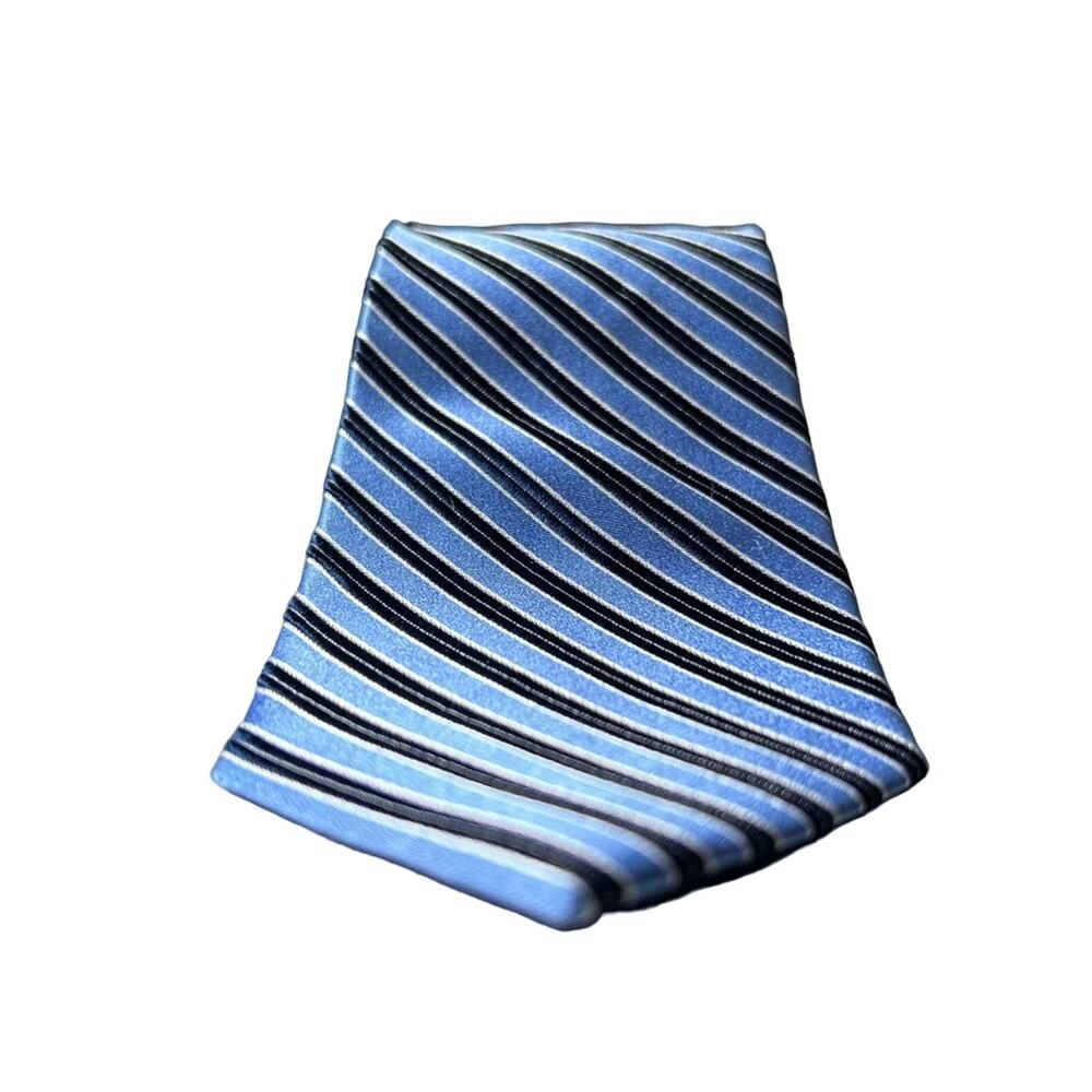 Michael michael kors navy blue light blue striped 100% silk tie